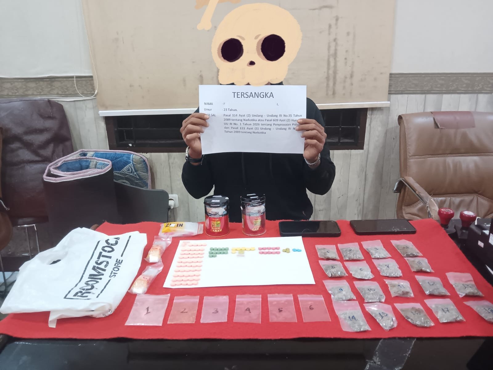 Brantas Narkoba di Jambi, Polisi Bekuk Pengedar Ekstasi dan Ganja di Pos Security
